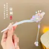 Grampo de cabelo de flor de magnólia, grampo de cabelo de estilo antigo, acessório de cabelo Hanfu, acessório de cabelo de cheongsam para mulheres, grampo de metal com pérola e franja, grampo de cabelo de jade