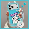 Colgante de teléfono de felpa con orejas de cachorro, compatible con fundas de teléfono Apple 18, funda de silicona para iPhone 16, 17 Pro Max, soporte dual, 15, lindo