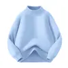 Suéter forrado de polar para niños, prenda interior térmica engrosada de invierno para niños, suéter de punto con cuello alto parcial de otoño e invierno para niños, top de punto elegante
