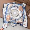 Lenço Quadrado Pequeno de Seda de Amora com Estampa de Glória da Manhã Roxa Estilo Nórdico de Luxo Leve Feminino High-End Elegante 100% Seda