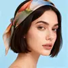 Novo Estilo Lenço Quadrado Feminino 70cm com Estampa de Paisagem e Plantas, Lenço de Seda Chiffon Cetim, Venda por Atacado Direto da Fábrica de Origem