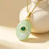Collar transfronterizo bañado en oro de 18k con imitación de piedra natural incrustaciones de diamantes, lágrima ovalada, joyería de moda multicolor de lujo ligero al por mayor