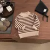 Malha de Lã Fleece para Bebê Roupas de Inverno para Homens e Mulheres, Malha Grossa Listrada Estilosa para Crianças, Roupa Térmica de Lã Peça Única