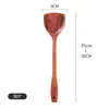 Espátula de Madera de Azufaifo Ácido Espátula para Sartén Antiadherente Espátula para Saltear Madera Maciza Espátula de Cocina para el Hogar Espátula con Mango Largo Olla