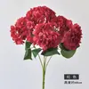 Ramo de Hortensias Artificiales de 5 Cabezas para Hotel, Restaurante, Decoración del Hogar, Flores Falsas para Arreglos de Boda, Arte Floral, Manojo de Hortensias Artificiales