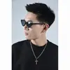 Collar de Cruz de Diamante Completo Ins Maswei Circonita Cadena para Clavícula Europea y Americana Rap Hip-Hop para Hombres y Mujeres Cadena Personalizada de Acero de Titanio