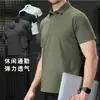 Camisa polo masculina de manga curta, leve, de secagem rápida, estilo designer, verão 26, com gola de lapela, toque gelado de seda gelada, camiseta de alta qualidade