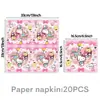 Conjunto de decoração de mesa para festa de aniversário com tema Sanrio transfronteiriço com pratos de papel, guardanapos de papel e toalha de mesa Hello Kitty