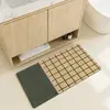 Alfombrilla de Piso para Baño Patchwork a Cuadros Retro, Alfombrilla para Pies Absorbente de Tierra de Diatomeas de Secado Rápido, Felpudo Antideslizante y Resistente a la Suciedad para la Entrada del Baño