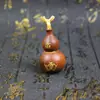 Enfeite Pingente de Cabaça de Madeira de Jujuba Atingida por Raio, Cabaça com Flores Roxas e Símbolo do Deus do Trovão, Cabaça com Cabeça de Dragão para Riqueza e Fortuna, Enfeite de Madeira Artesanal para Atrair Riqueza e Tesouro