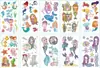 Tatuagem Adesiva Infantil de Sereia, Dinossauro, Pirata, Unicórnio em Estoque, Adesivos Divertidos de Tatuagem de Rosto de Desenho Animado Fofo