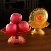 Prato de Oferta Doméstica Sanqitang para Adoração, Prato de Frutas para Buda, Bandeja de Plástico Vermelho para Oferta, Bandeja de Adoração