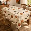 Nova toalha de mesa de Halloween transfronteiriça, poliéster estilo gótico escuro com estampas de abóbora e corvo, toalha de mesa para festa de feriado