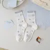 Meias de Gato Cartoon Estilo Lolita Doce, Meias Respiráveis de Renda em Malha com Bolinhas para Primavera e Verão, Meias Largas para Meninas