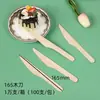 Juego Desechable de Cubiertos de Madera Cuchillo Tenedor Cuchara Ecológico Biodegradable Cubiertos de Abedul Postre Helado Cuchara de Madera Tenedor de Madera Cuchillo de Madera