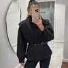 Moda Feminina Transfronteiriça Europeia e Americana Primavera 2026 Novo Estilo Design de Gola Alta Modelagem Justa Jaqueta Trench Coat Curta Irregular