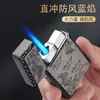 Encendedor a prueba de viento inflable de golpe directo para hombre nuevo de alta gama metal malla rojo creativo personalidad tendencia enviar novio Langsheng
