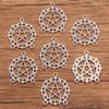 1 2 cores 24 * 27mm diy liga jóias acessórios oco rodada de cinco pontas estrela porosa conector charme