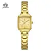 Reloj de marca Fate love nuevo exquisito elegante cuadrado nicho impermeable para mujer correa de acero reloj de cuarzo femenino