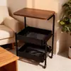 Carrito Plegable Pequeño de Almacenamiento Estante de Piso Mesa de Noche de Dormitorio Almacenamiento Estante de Almacenamiento de Snacks Mesa de Café Sala de Estar Mesa Lateral