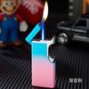 Encendedor creativo a prueba de viento de doble llama depósito de gas transparente metal llama abierta recta regalo publicidad promoción letras moxibustión