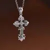 Ciervo Dorado Rey Plata S925 Vintage Desgastado Personalizado Diseño de Cruz Flor Hip-Hop Colgante de Plata para Hombres y Mujeres