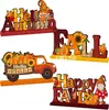 Juego de Decoración de Otoño para Acción de Gracias de 4 Piezas, Adornos Estilo Campestre, Incluyendo Coche Pequeño, Enano, Hoja de Arce
