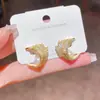 Aretes de perla con espiga de trigo y circonita microincrustada para mujer, diseño de nicho, lujo de alta gama, aretes versátiles, joyería elegante al por mayor