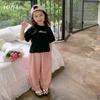 Playera de Verano de Manga Corta para Niñas Top Corto para Niños 2023 Nuevo Verano Estilo Coreano Ropa para Niños Manga Corta Grande para Mujer