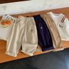 Pantalones Delgados para Niños 2025 Primavera y Otoño Pantalones Casuales para Niños y Niñas Color Puro Versátiles Bordados Pantalones de Algodón para Bebé al Mayoreo