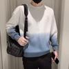 Suéter masculino degradê de outono, top personalizado, solto, manga longa, moderno, marca de moda, casual, gola redonda, camiseta, jaqueta