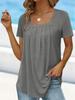 Comércio Exterior Verão Novo Transfronteiriço Amazon Aliexpress Europeu e Americano Decote U Cor Pura Tops Femininos Camisetas de Manga Curta para Mulheres