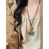 Colar Pingente Redondo Folha Geométrica Estilo Étnico Retrô Corrente de Clavícula de Luxo Acessível Moda Personalizada para Mulheres