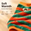 Suéter de Forro Polar Rayado para Perros Suave Cálido Ropa de Invierno para Perros Verde y Naranja para Perros Pequeños y Medianos