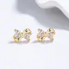 Pendientes de Corazón con Lazo de Diamante de Plata 925 para Mujer, Lindos Pendientes de Circonita, Lujo Accesible, Gama Alta, Pendientes Dulces Elegantes