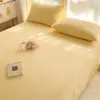 Sábana de Cama de Algodón Puro Lavado Clase A Pieza Única Todo Algodón Dormitorio Estudiantil Funda de Edredón Color Sólido Funda de Almohada Juego de Tres Piezas Sábana de Cama de 1.5m