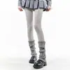 Novedad Otoño e Invierno Color Avena Tejido Retorcido Estilo JK Universitario Japonés Moderno Medias Panty de Pierna Alta Espiral