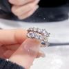 Anillo abierto de pétalos de diamante de alta calidad con diamantes completos, brillante, exquisito, circonita, estilo ins, lujo ligero, anillo de personalidad para mujer