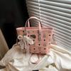 Bolsa Satchel Balde Retrô para Mulheres Outono 2025 Nova Bolsa Transversal de Cesta de Vegetais Texturizada Bolsa de Ombro Texturizada Versátil