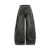 100 Yuan por 3 Piezas Jeans de Mezclilla Lavada de Corte Irregular, Nuevo Estilo de Primavera Estilo Americano Pantalones Casuales Multibolsillos