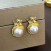 Pendientes de Borla de Perlas Carta de Amor Antigua Media Aguja Plata Nicho Aretes de Alta Gama Retro Lujo Ligero Accesorios para Orejas Venta al por Mayor Mujeres