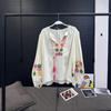 [punto] MS pop camelia textura industria pesada bordado top primavera nuevo estilo nacional camisa manga larga