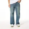 Moda Masculina Fengshe / Jeans Novos para Homens 2025 Primavera e Outono - Cintura Alta, Perna Larga, Soltos, Perna Reta