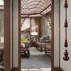 Cortina de Puerta de Calabaza de Madera de Durazno con Cuentas de Cristal para Uso Doméstico, Separación de Sala de Estar, Baño, Vestíbulo, Modelo Nuevo para Resolver Distribución Puerta a Puerta, No Requiere Taladrar