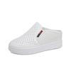 Verano 2025 Nuevo Versátil Tacón de Cuña con Altura Interior Puntera Zapatillas Medias Suela Gruesa Agujero Transpirable Zapatos Blancos Casuales para Mujer