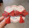 Horquilla de Año Nuevo para Bebé Niña Conejo Rojo Bordado Accesorios para el Cabello de Año Nuevo Pinza para Flequillo de Niña Horquilla de Saludo de Año Nuevo para Niños