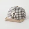 Gorro de Bebé de Oso a Cuadros Temporada de Primavera y Verano Gorra de Bebé sin Cierre Gorra de Béisbol para Niños con Protección Solar