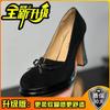 Sapatos de Salto Alto com Salto Grosso Estilo Retrô para Mulheres Primavera 2024 Estilo Elegante e Feminino Que Não Cansa Seus Pés e Tem um Toque de Luxo Sapatos de Salto Único Mary Jane