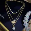 Corea del Sur Dongdaemun Collar Conjunto de Tres Piezas Moda para Mujer Mariposa Perla Desmontable Cadena de Clavícula con Temperamento Collar Pequeño para Dama