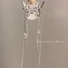 Brincos femininos com borla de borboleta incrustada de diamantes, estilo doce e legal, sem furos para orelhas, longo, moderno, de luxo, com clipe de orelha